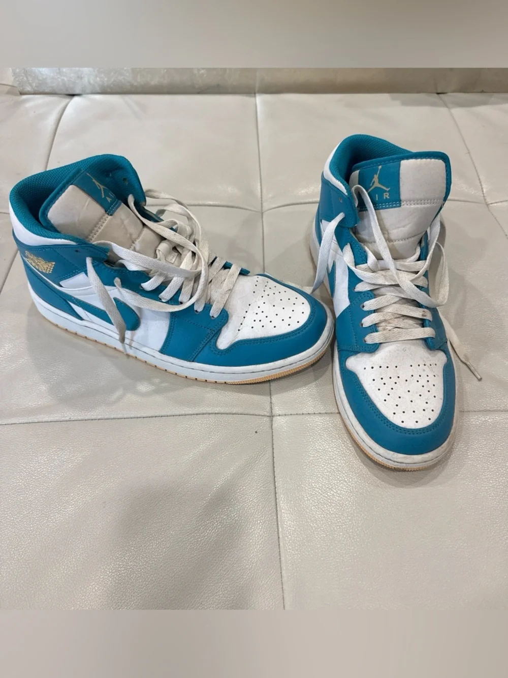 Jordan High-Top Sneakers in Teal and White